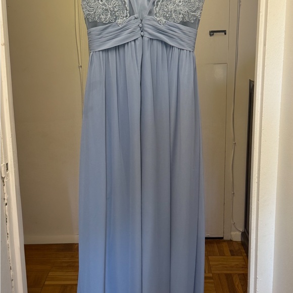 Azazie Blue Ruched Prom Dress - Picture 2 of 7